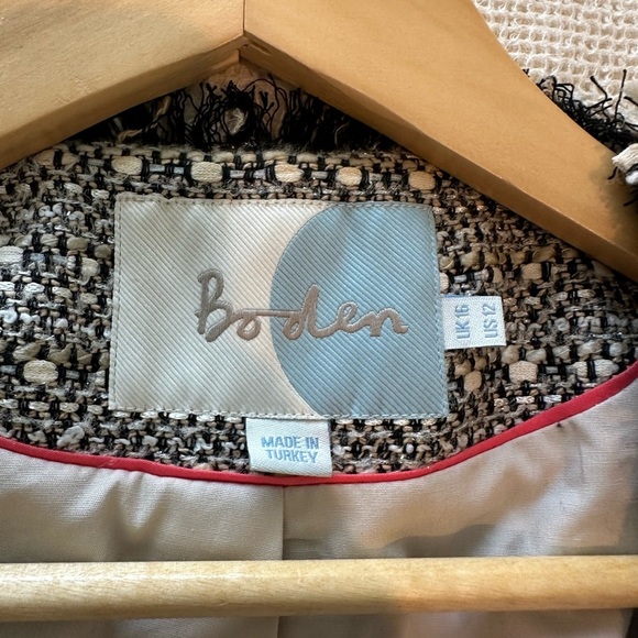 Boden Black and White Tweed Blazer with fringe detail - Picture 5 of 5